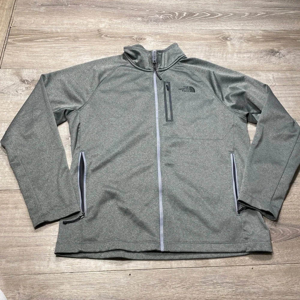 The North Face Full Zip Jacket Mens Large Gray Heathered Hiking Activewear A2VE4